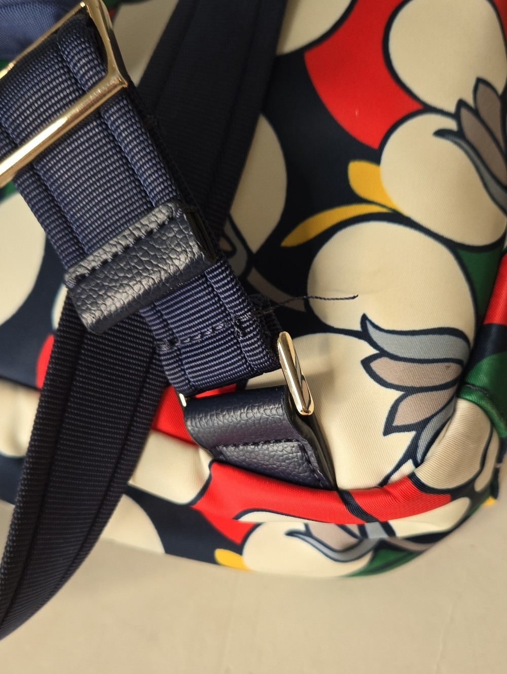Kate Spade Floral Mini Backpack in Navy, White, Red & Green - Picture 11 of 16